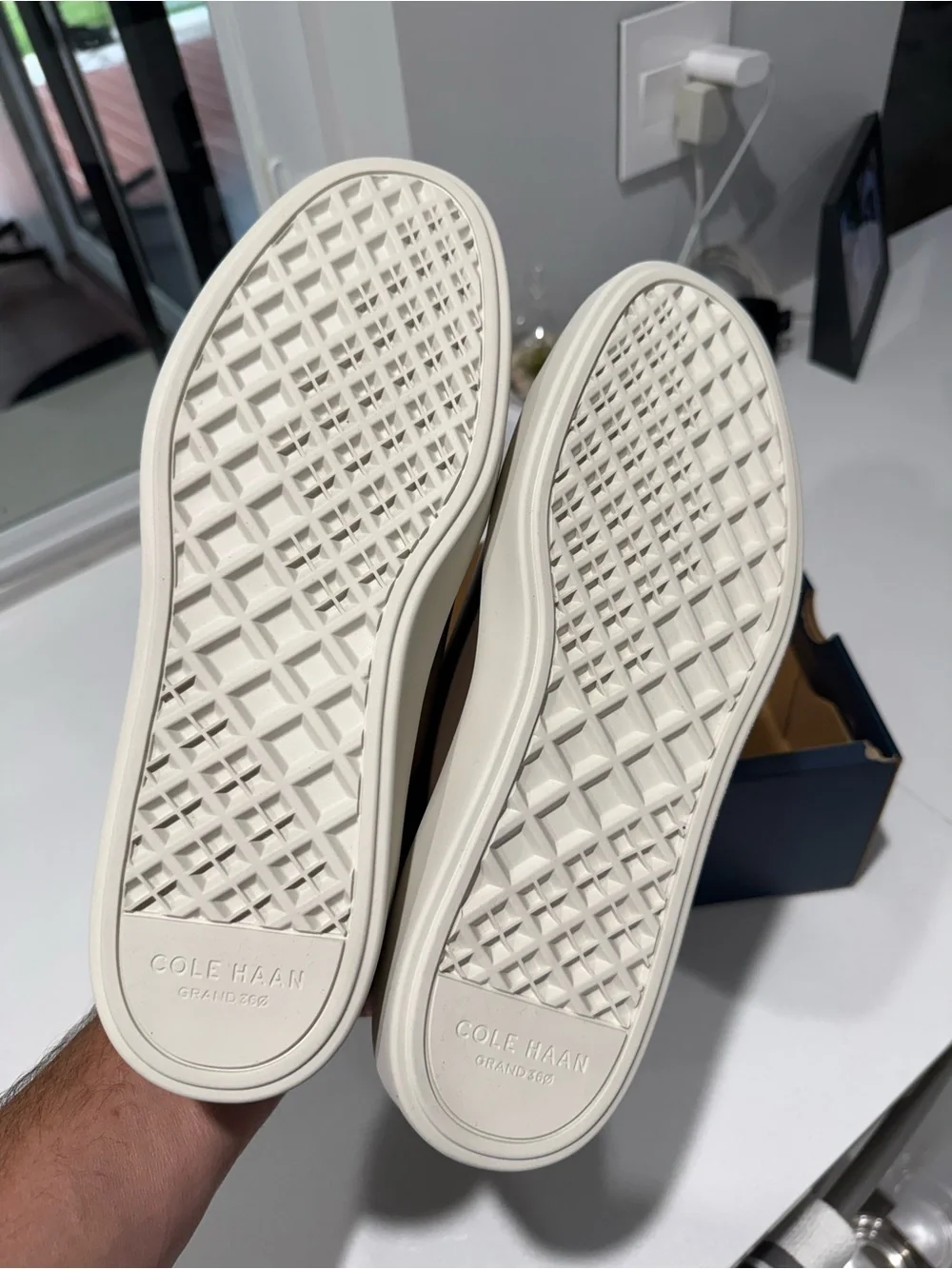 Cole Haan Men’s Taupe Sneakers with Navy Collar
